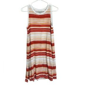 2/$30 LOFT - White and Orange Striped Sleeveless Dress